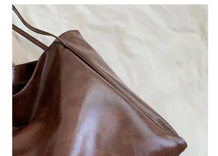Geantă de umăr din piele pentru femei, model vintage roșu, sport, casual, la modă, capacitate mare, Shopper, Haruku, simplă, geantă de mână_voghion.com