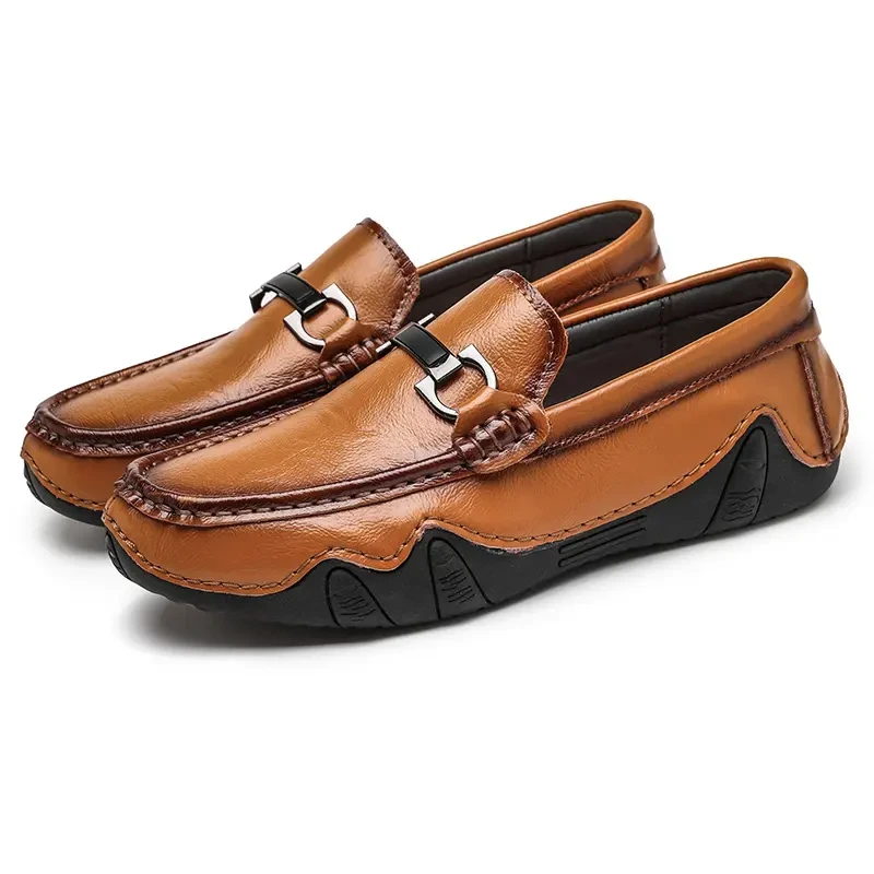 Large Hand Sewn Casual Shoes, Men's Leather Shoes_voghion.com