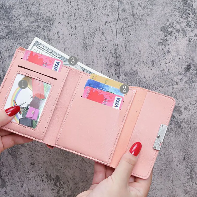 Süße Mini Mode Frauen Designer Leder Geldbörse weibliche Haspe Brieftasche_voghion.com