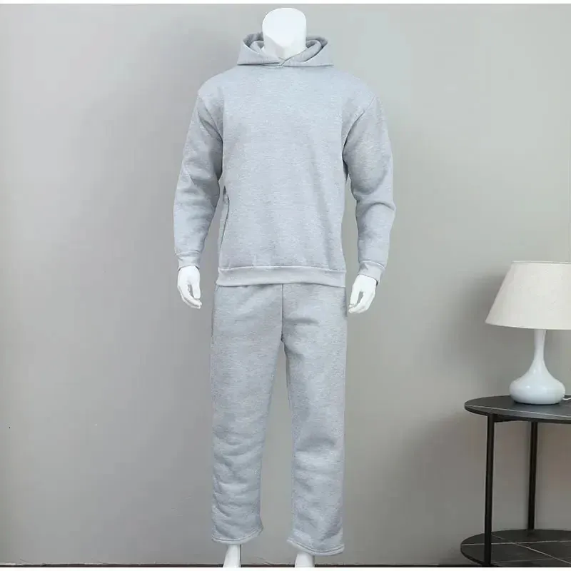 Tuta con cappuccio Y2k da uomo e da donna, autunno inverno 2024, semplice, spessa, casual, ampia, tinta unita, per strada, tuta 241011_voghion.com