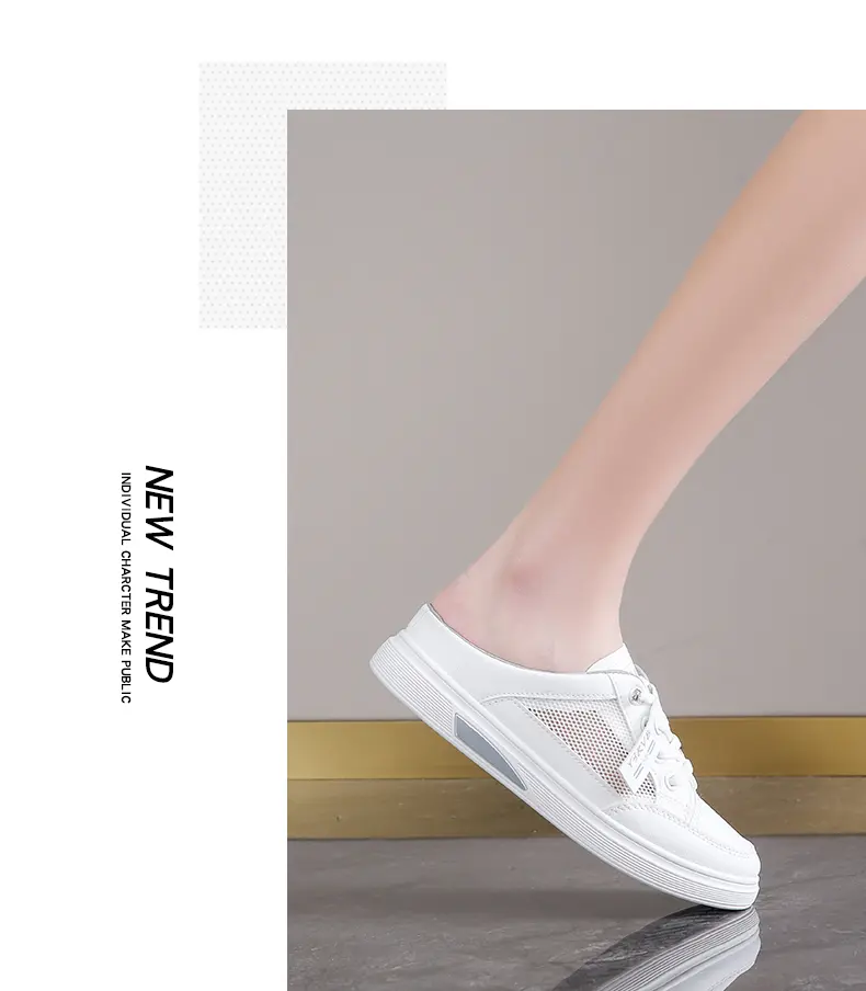 Damen Freizeitschuhe Atmungsaktive Halbschuhe Weiße Slipper_voghion.com