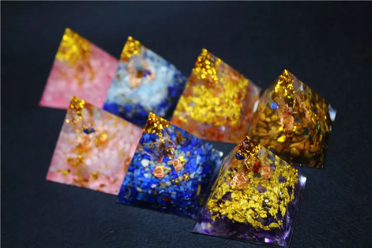 Coliere cu pandantiv Orgonit piramidă 5cm 7Chakra artizanat bijuterii rășină cristal Lapis farmec adunarea norocului ajută la calmare_voghion.com