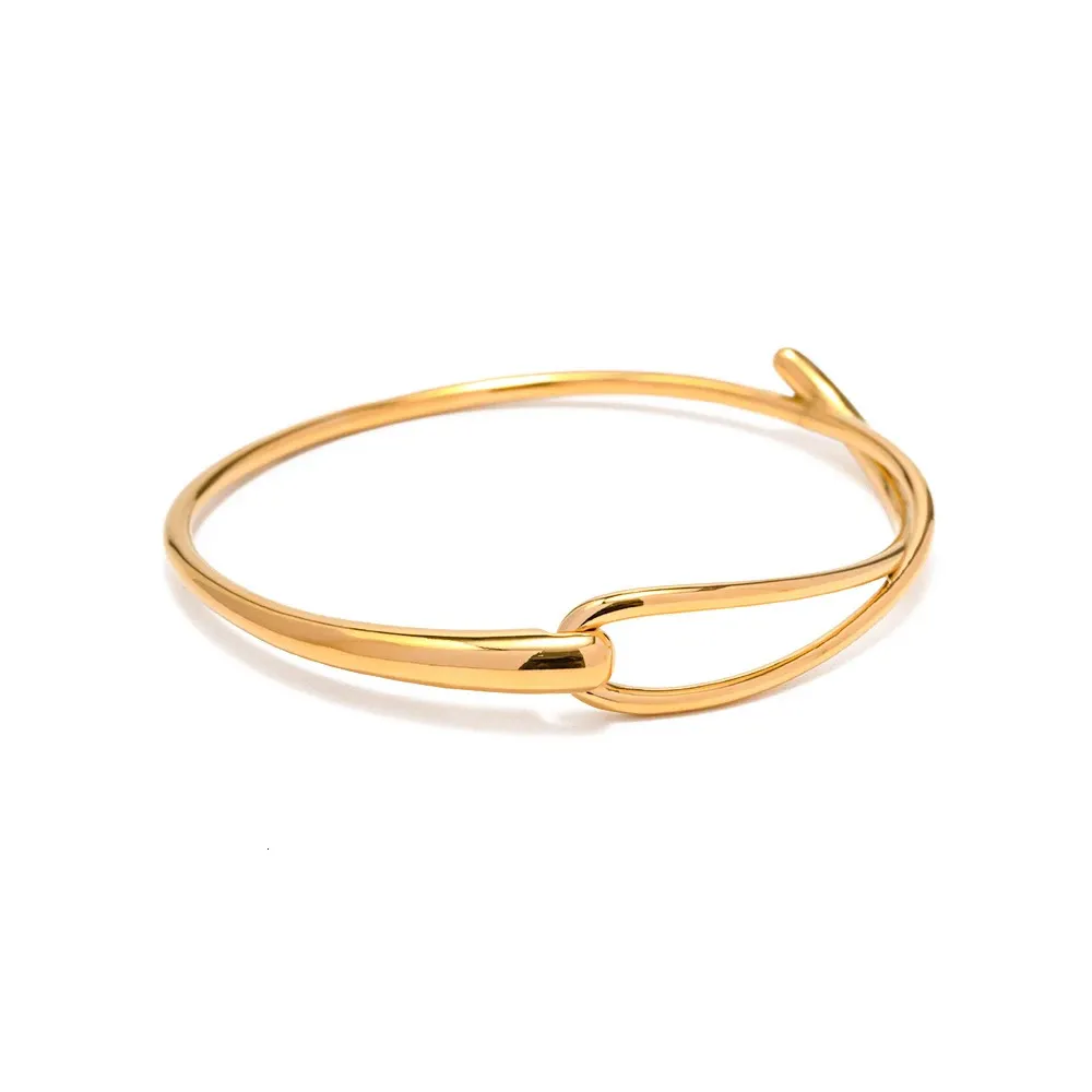 Stainless Steel Cuff Bangle Gold Plated Statement Bracelet_voghion.com
