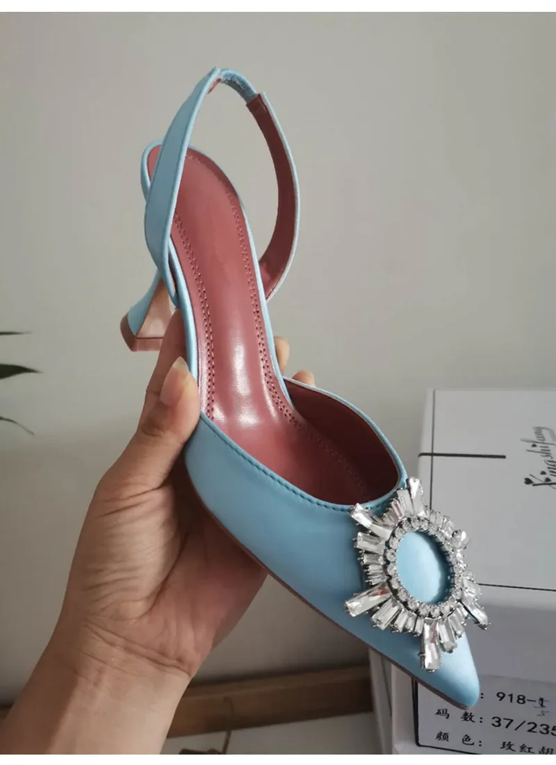 Sandali da donna stile stella 2024 eleganti con punta affilata, scarpe estive da ufficio, alla moda, con tacchi alti, sandali da gladiatore_voghion.com