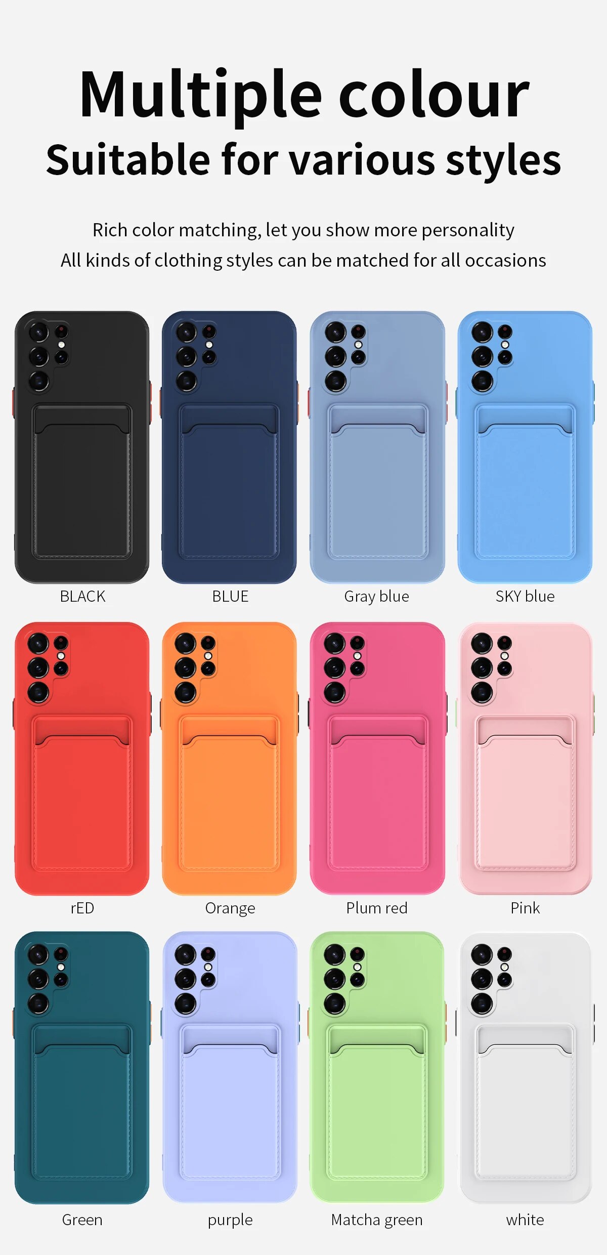 Funda de silicona color caramelo para Samsung Galaxy S24 Ultra con ranura para tarjetas y ranura para tarjetas para Samsung S24 Plus, S24 Ultra y S 24 5G_voghion.com