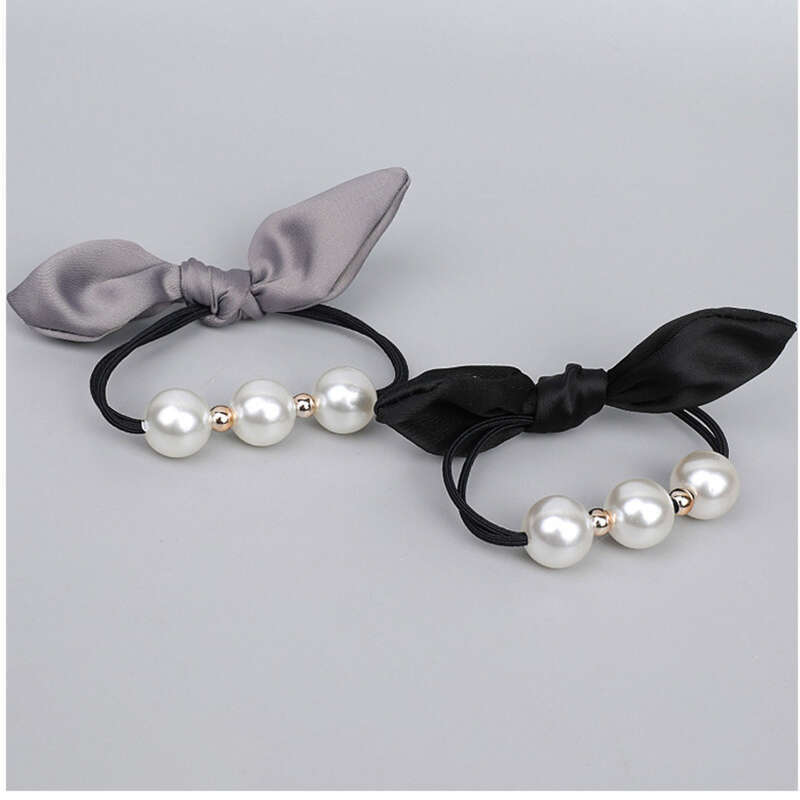 Corda con nodo a farfalla in perle, fasce elastiche per ragazze, fasce in gomma resistenti, fasce per capelli, anelli, accessori per capelli_voghion.com