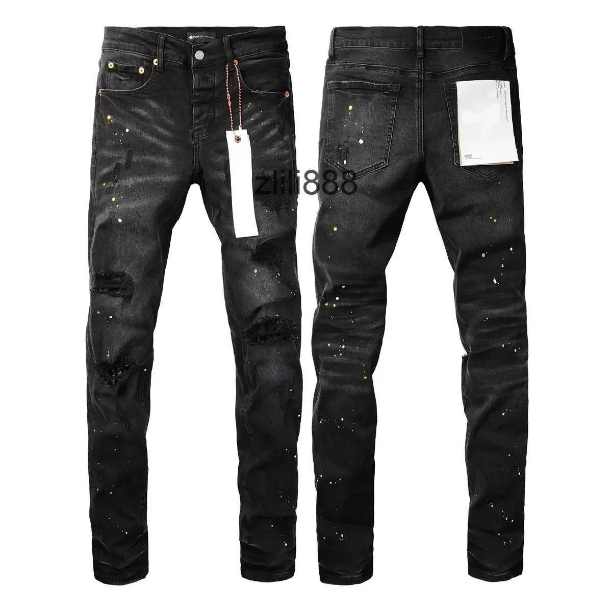 Marque American Street Paint Hole Black 9045 2024 Nouvelle tendance de la mode Jeans de haute qualité