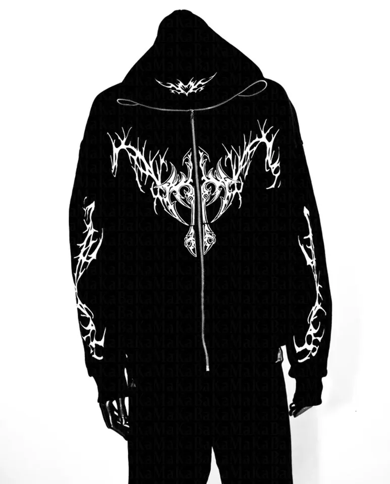 Sweat à capuche zippé à imprimé graphique rétro américain pour femmes, décontracté, ample, automne, streetwear, vêtements Y2K, veste Haruku, sweats à capuche_voghion.com