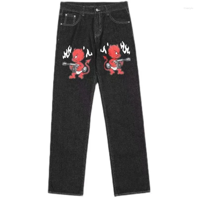 Men's Jeans Y2K Bat Animal Embroidery Baggy Vintage Men Black Washed Hip Hop Goth Denim Pants Fashion Women Straight_voghion.com