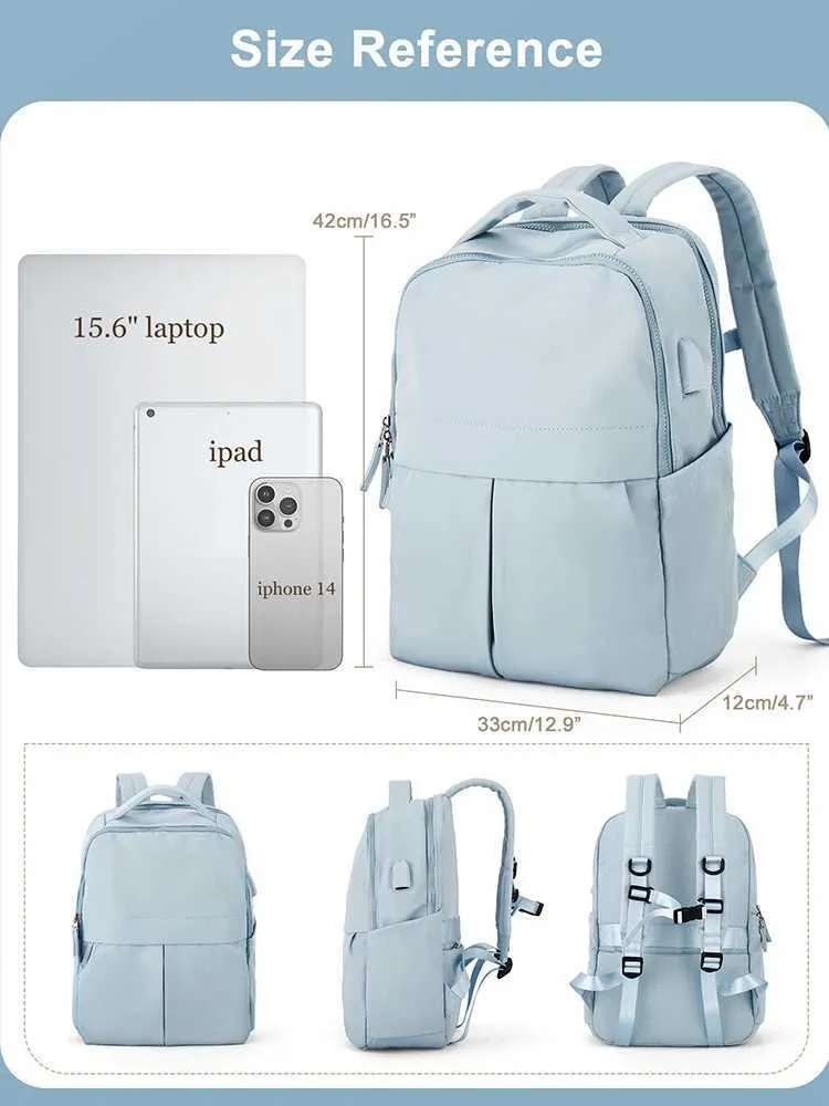Laptop Women 15.6 College Work Travel Business Computer Backpack with USB Port Casual Daypack for Teacher NurseC241107_voghion.com