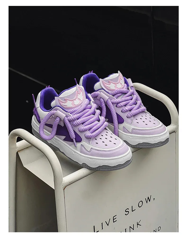 Fashion Purple Mens Skateboard Streetwear Spring Low Top Board Sneakers Man Unisex Trend Shoes Basket Homme 240704_voghion.com