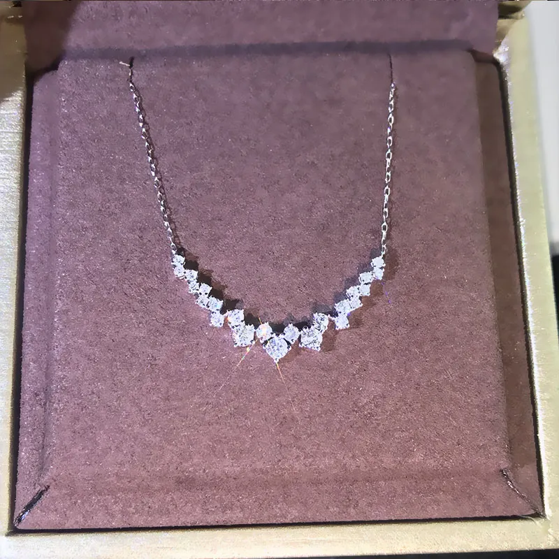 Colliers pendentifs CAOSHI Collier pour femme pour fiançailles Bijoux de mariage avec une rangée de cristal brillant Élégant Femme_voghion.com