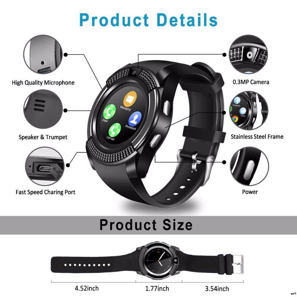 ♥ Direkt verfügbar + GRATIS Liwwerung ♥ V8 Smartwatch TF SIM Auer Bluetooth Schrëttzieler Kamera 2G Faarfdisplay Handgelenk Sport Auer Waasserdicht Apparat Android_voghion.com