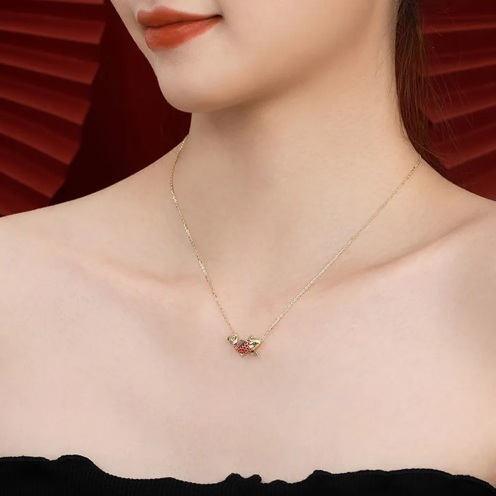 Collane con ciondolo 1 paio Moda Rosso Fortunato Pesce Koi Donna Carino Accessori Unisex Acciaio Inossidabile Gioielli Regalo_voghion.com