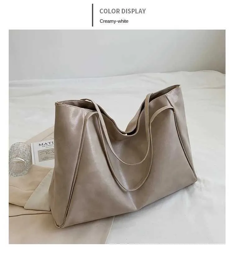 Casual Pu Leather Shoulder Bag Solid Colour Tote For Women_voghion.com