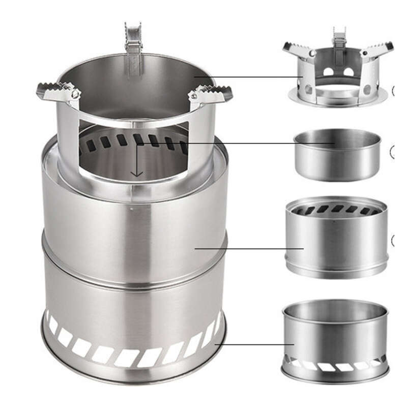 Firewood Portable Barbecue Stainless Steel Folding Alcohol Outdoor Stove_voghion.com