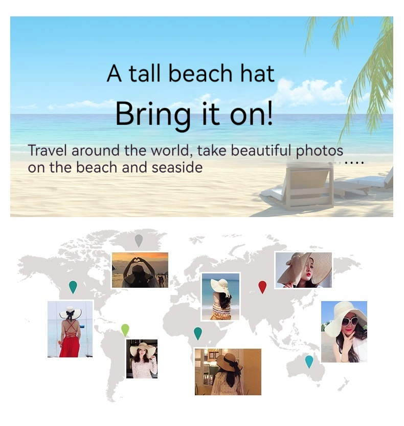 Letní slaměná dětská korejská edice Tidal Beach Protection Sun Vacation Všestranný Cool Hat s velkou krempou_voghion.com