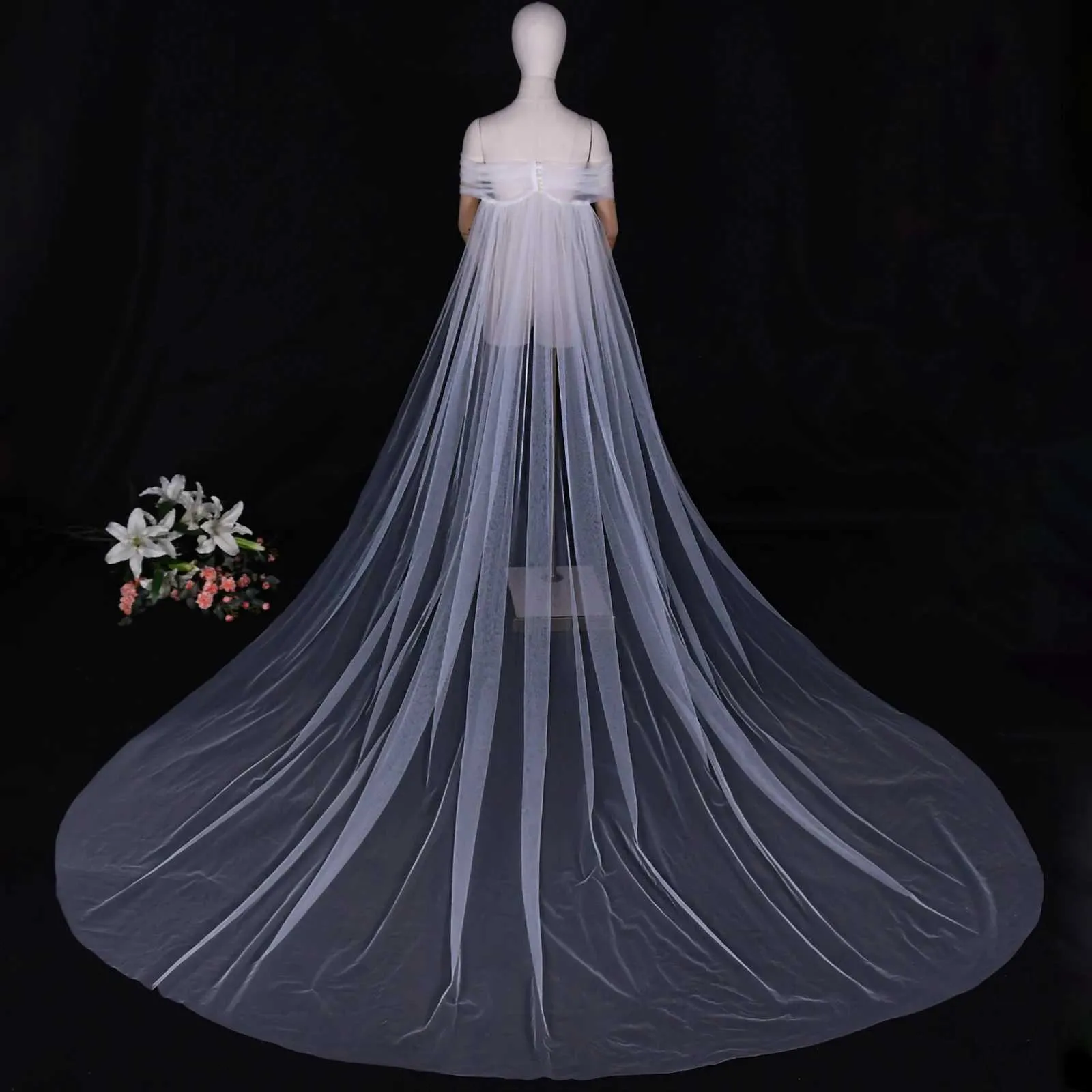 Haarsieraden VG87 Kathedraal Bruids Cape Sluier Bolero Jas Dames Plus Size Sjaal Bruid Accessoires Bruiloft Jas_voghion.com