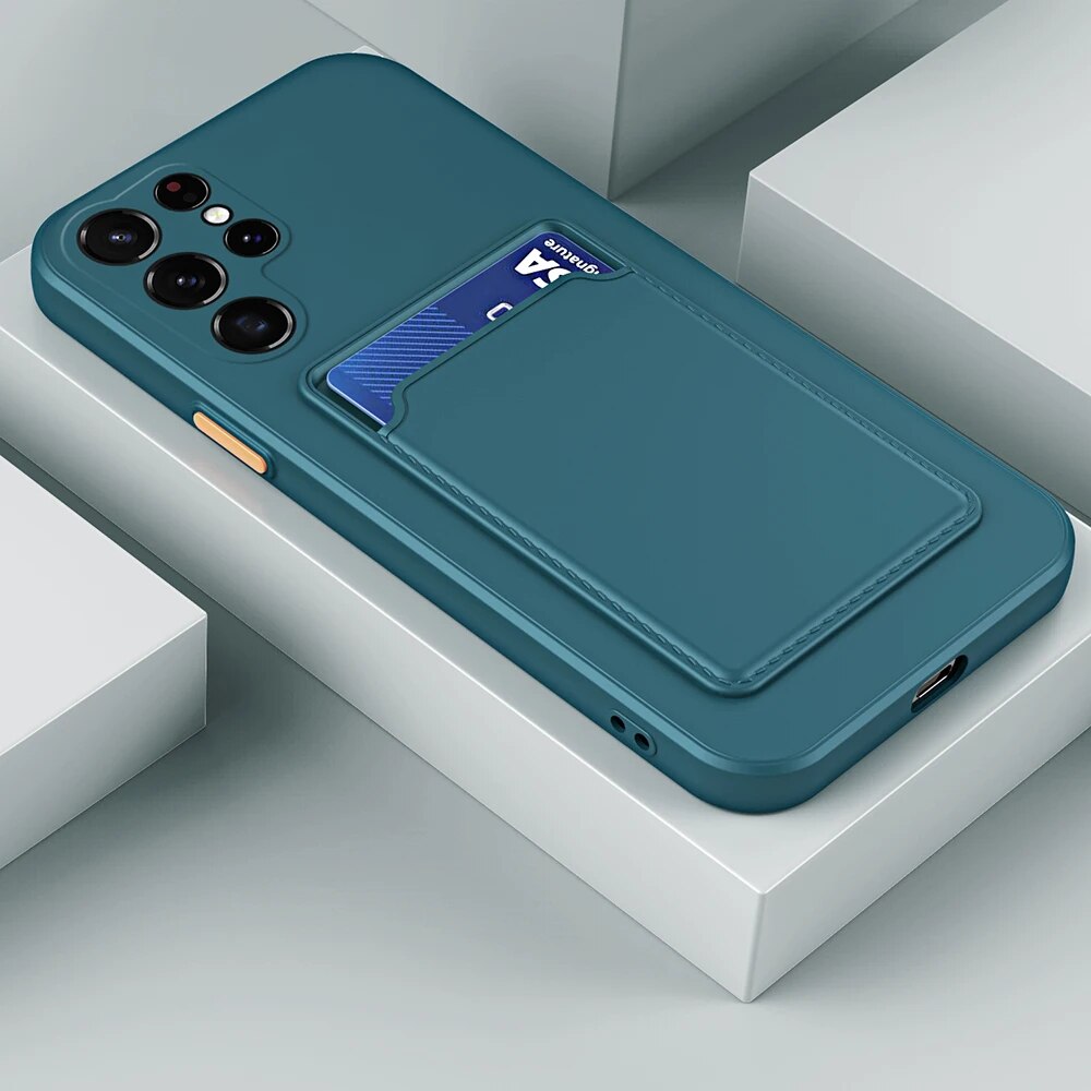 Funda de silicona color caramelo para Samsung Galaxy S24 Ultra con ranura para tarjetas y ranura para tarjetas para Samsung S24 Plus, S24 Ultra y S 24 5G_voghion.com