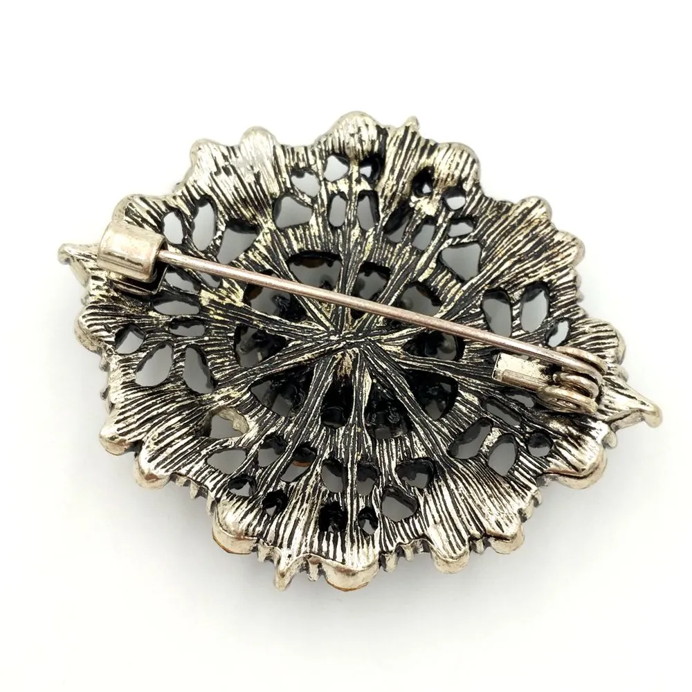 Viktoriaaniset vintage-filigraanikorut, punaiset, kullanväriset, geometriset, lehtikuvioiset, kirkkaat kristallit, art deco -tyyliset, soikeat pinnit_voghion.com