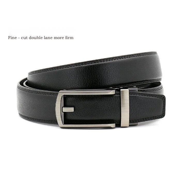 New Hot Selling Belt for Men's Imitation Needle Buckle Automatic Buckle Belt Size Three Good Leather Cowhide Belt_voghion.com