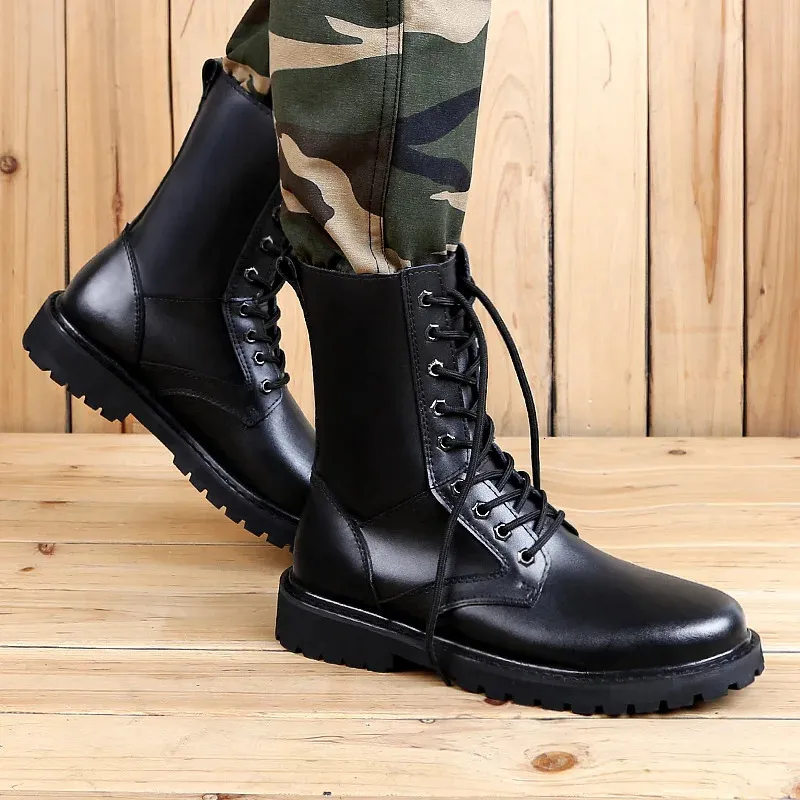 Winter Leather Boots For Men Waterproof Snow And Combat Boots_voghion.com