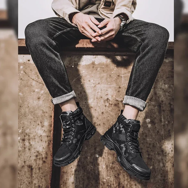 Herren Wanderschuhe Atmungsaktiv Camouflage Freizeit Stiefel_voghion.com