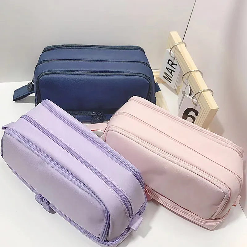 1 organiseur de papeterie pour fournitures de bureau, 4 compartiments, grand étui à stylos, trousse à crayons, trousse de maquillage_voghion.com