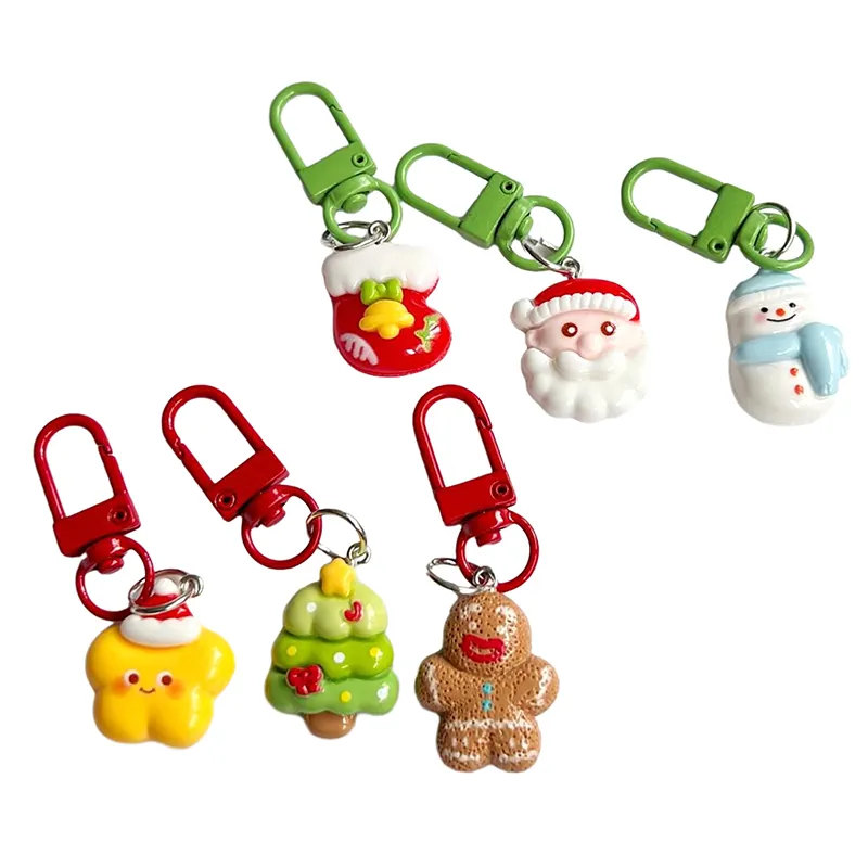 Cute Chistmas Chain Catoon Gingebead Man Santa Snowman Doll Pendant Xmas Tee/Sock Key Ring Backpack Chams Bag_voghion.com