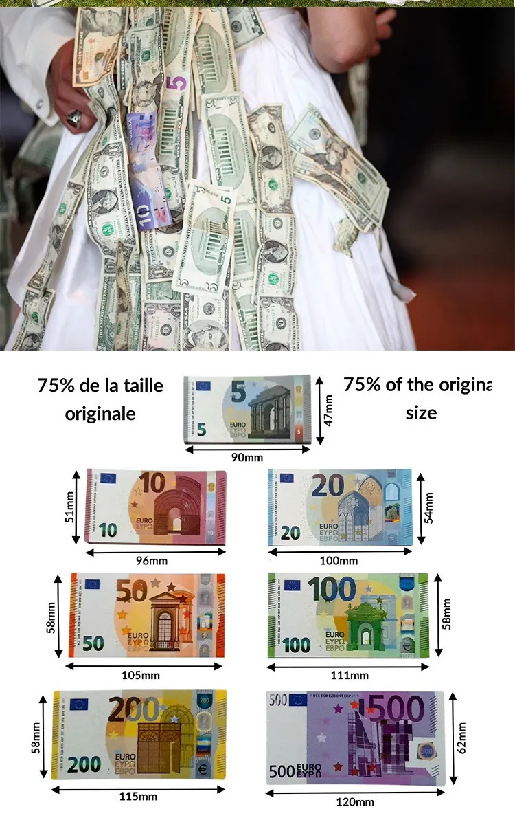 Prop Partys Dolar Euro 5 10 20 50 100 Parti Malzemeleri SAHTE Film Para Biletleri Oyun Koleksiyonu Hediyeler Ev Dekorasyonu_voghion.com