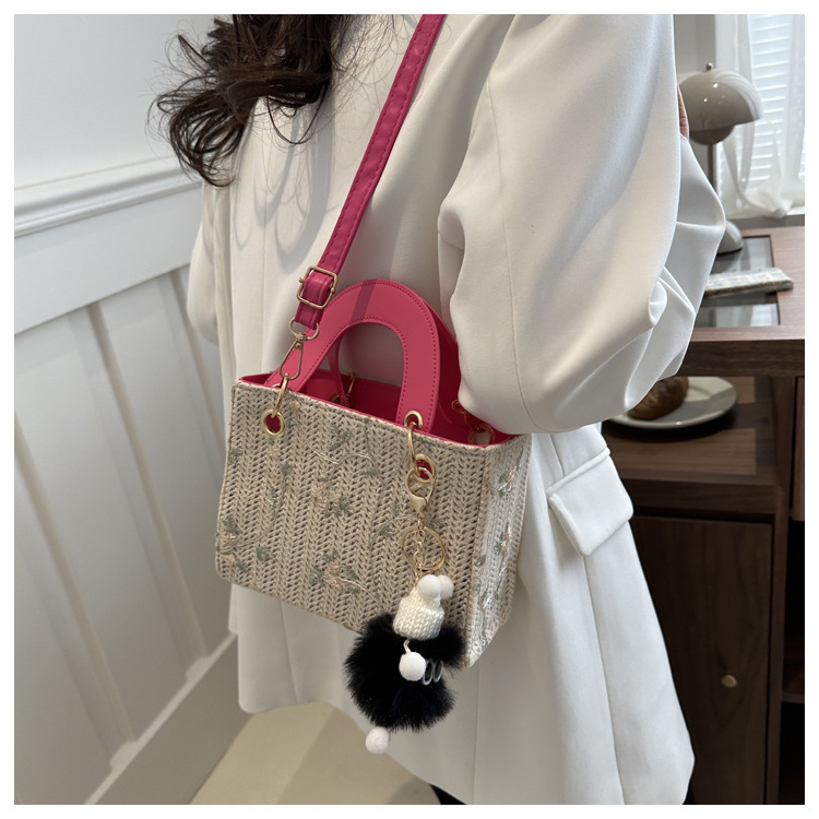 Sac à main tissé tendance pour femmes, sac à bandoulière tendance pour bord de mer, sac de plage, Style occidental, nouvelle collection été 2024_voghion.com