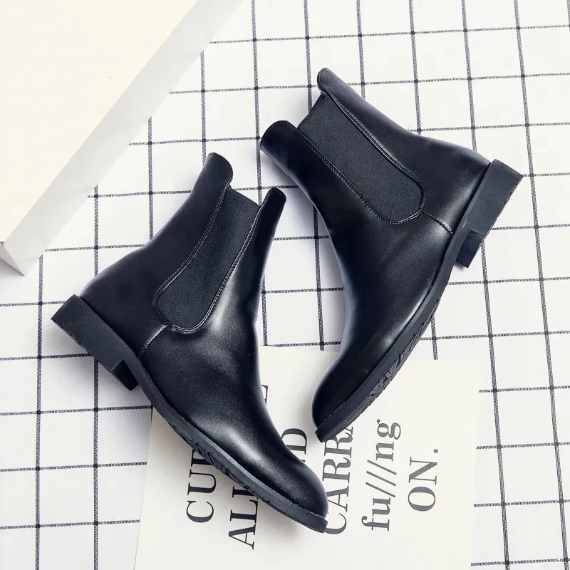 Herrenmode Casual Knöchel Leder Männer Bequeme Slip-on Winterschuhe Herrenstiefel Große Größe 38-48 240629_voghion.com