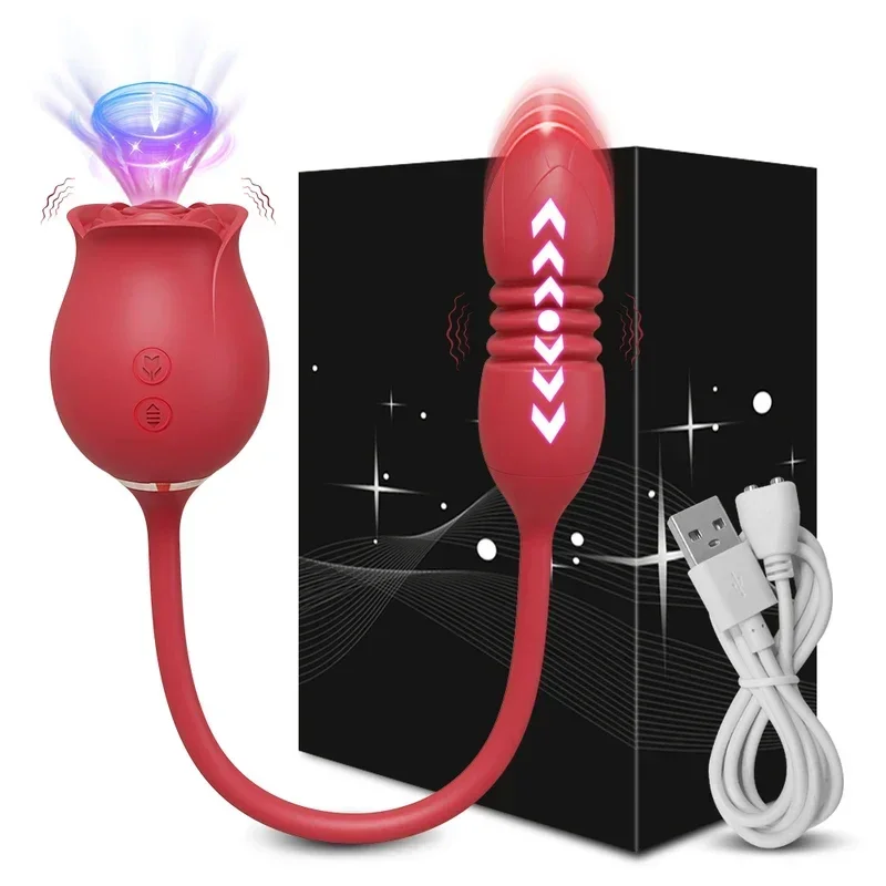 Rose Sucking Vibrator And G-spot Thrusting Dildo For Women_voghion.com