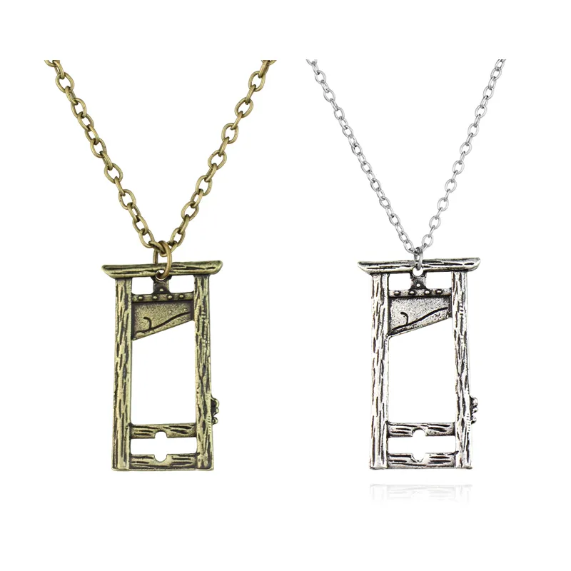 Colliers pendentifs hommes collier guillotine bijoux de style gothique vintage révolution française effrayant Halloween art cadeaux_voghion.com