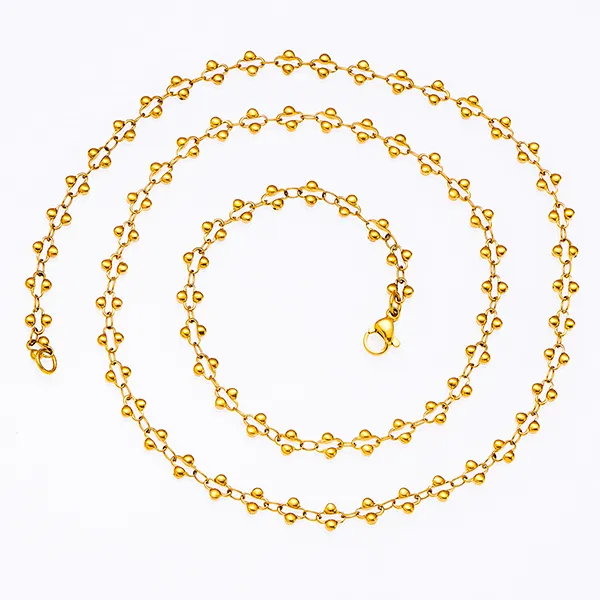 Chaînes Collier à maillons en acier inoxydable fait à la main pour femmes et filles, en forme de fleur, pour fête, cadeaux, bijoux, accessoires_voghion.com