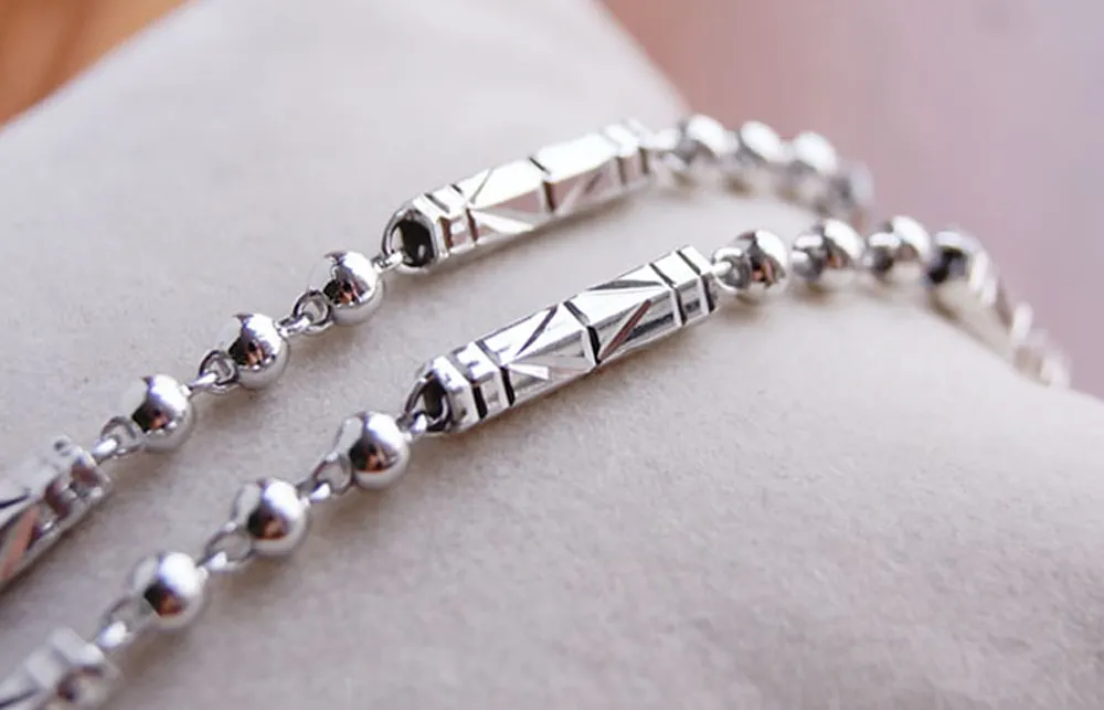 Sterling Silver Chain Necklace For Men Geometric Vintage Style_voghion.com
