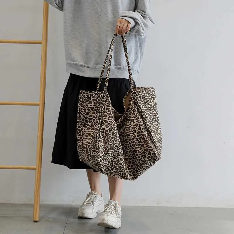 Dámská módní nákupní kabelka s leopardím vzorem, crossbody, velká kapacita, jednoduchá plátěná kabelka s logem C241104_voghion.com
