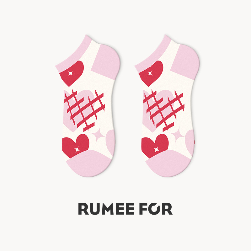 5pcs Lumi cartoon socks women's summer short socks trendy brand shallow mouth ins trendy cute breathable low-top thin boat socks wholesale_voghion.com