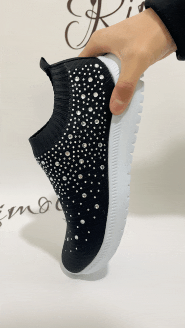Sneakers donna in mesh con cristalli e suola morbida bianchi_voghion.com