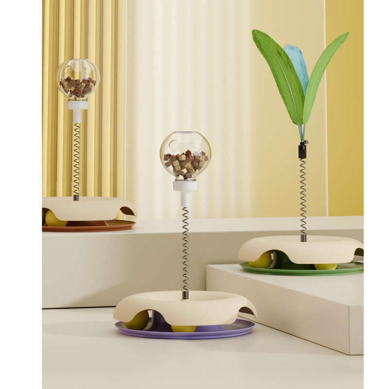Pet Game Fun Plate Stick Leakage Food Wheel Teasing Track Ball Toy Self Hi Cat Supplies_voghion.com