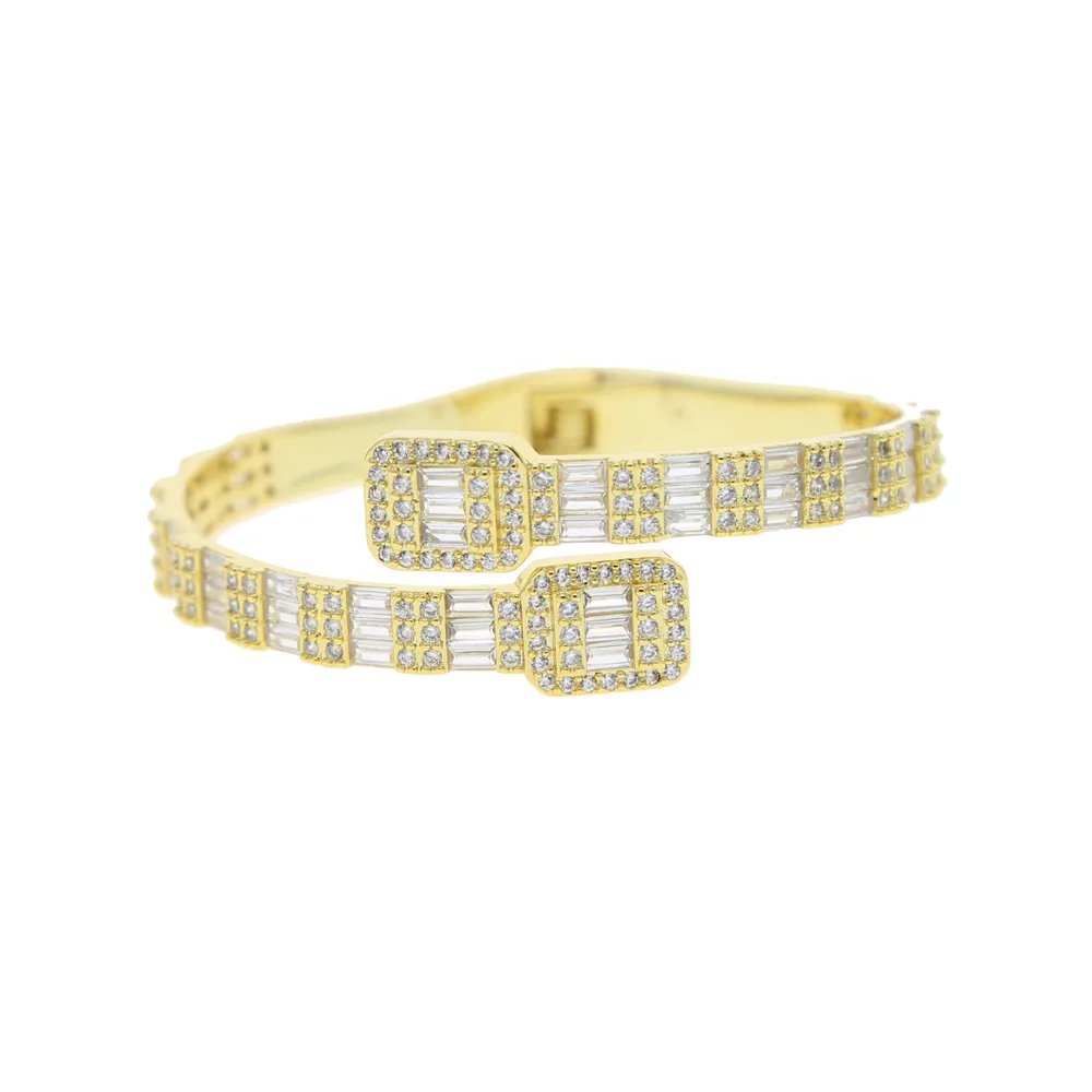 Iced Out Cubic Zirconia Bangle For Women, Micro Paved Cuff Bracelet_voghion.com