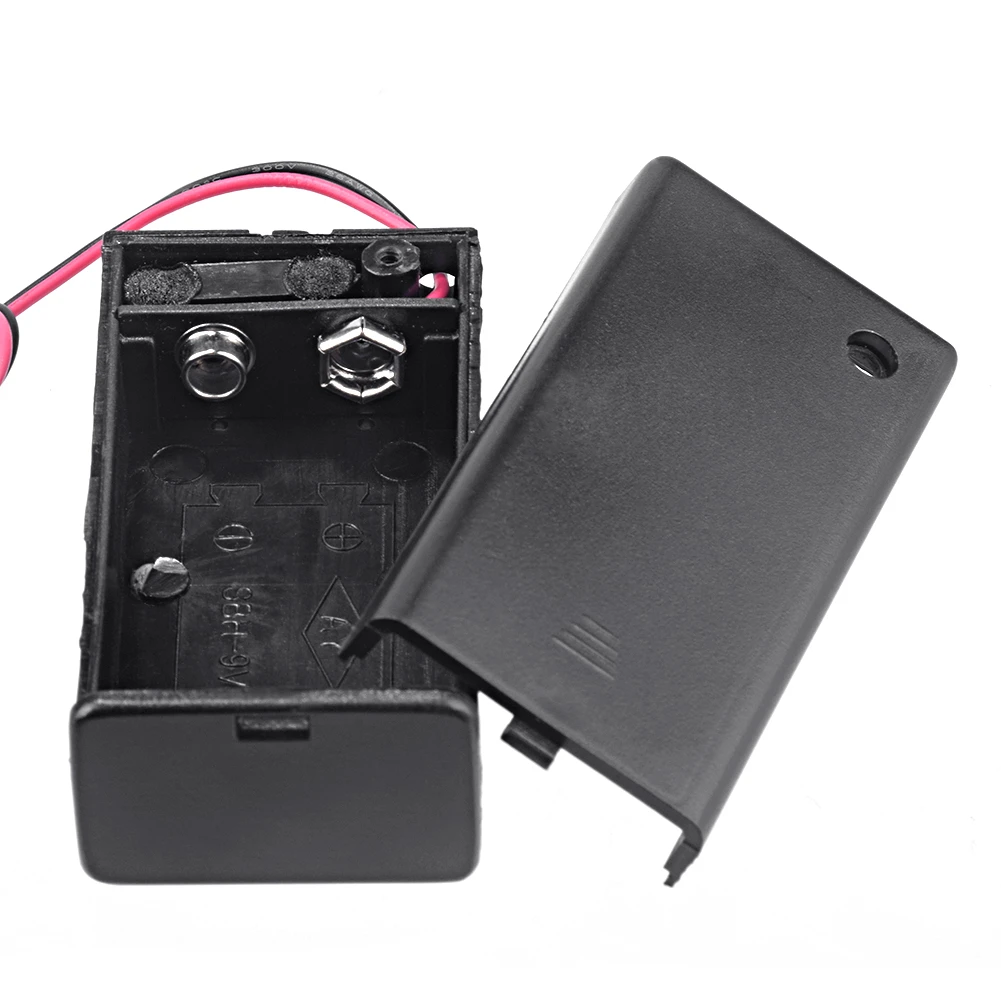 10pcs 9V Power Battery Box 6f22 Battery Base 9V With Switch And Cover Square Battery Base With Red And Black Wire Battery Box_voghion.com