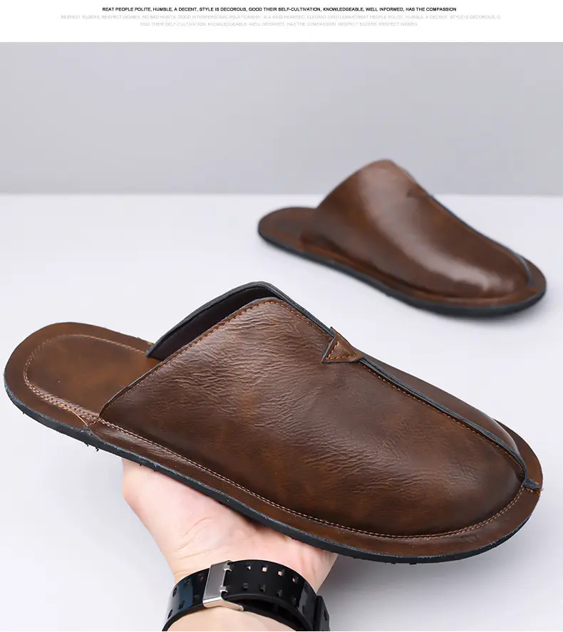 Men's Microfiber Leather Sandals Casual Summer Beach Slippers_voghion.com