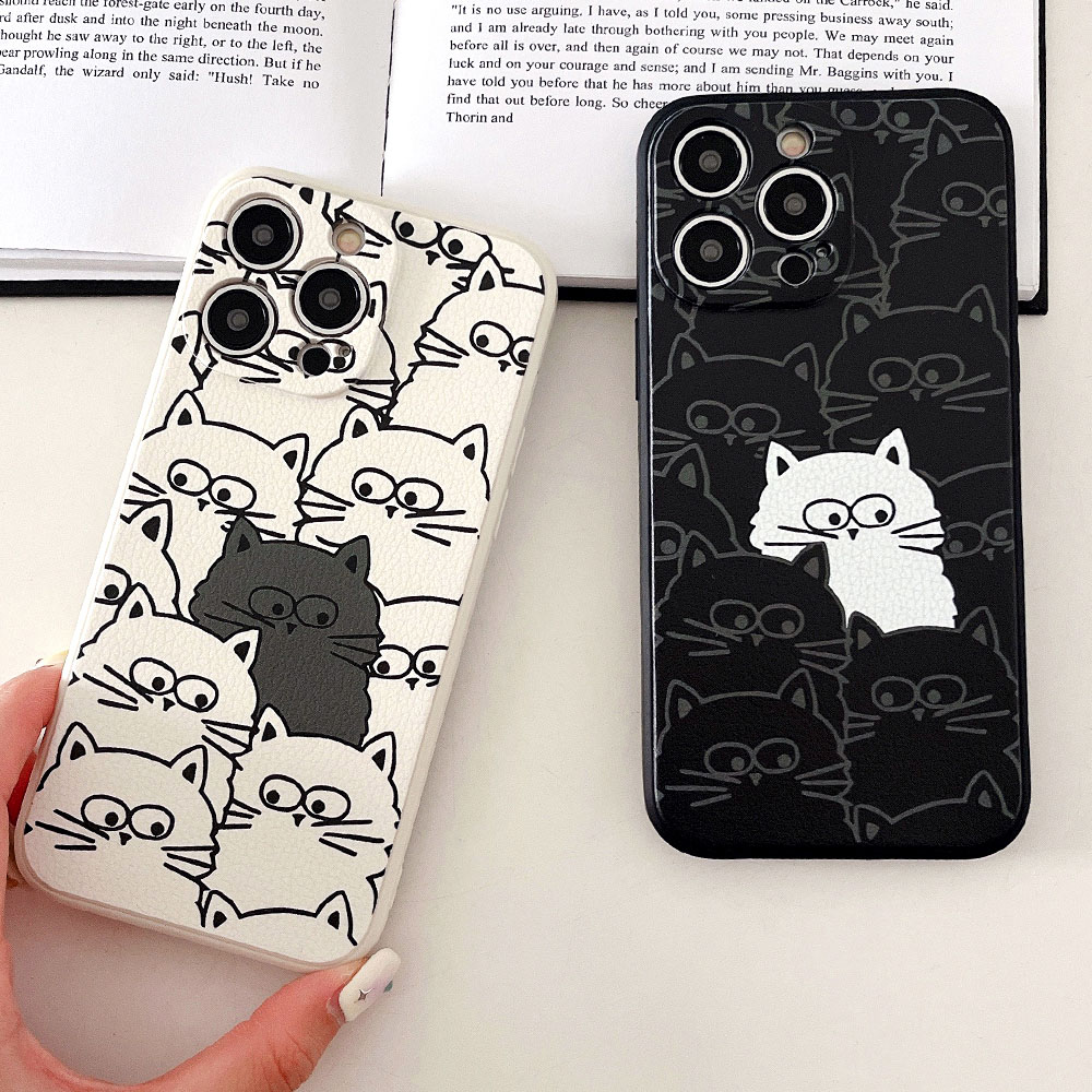 Custodia protettiva per fotocamera con motivo gatto bianco e nero per Samsung S24 S23 S22 S21 S20 FE S10 NOTE 10 20 LITE PRO ULTRA PLUS_voghion.com
