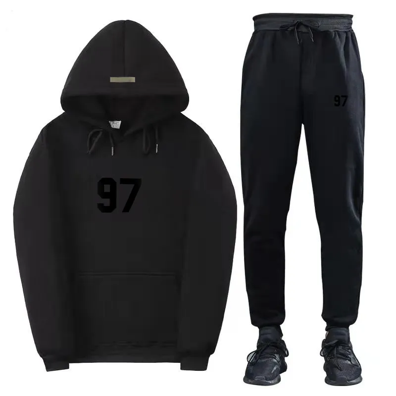 Survêtements pour hommes, ensembles à capuche imprimés, sweats à capuche, pantalons de survêtement, amples, à la mode, 2 pièces, vêtements pour hommes et femmes_voghion.com