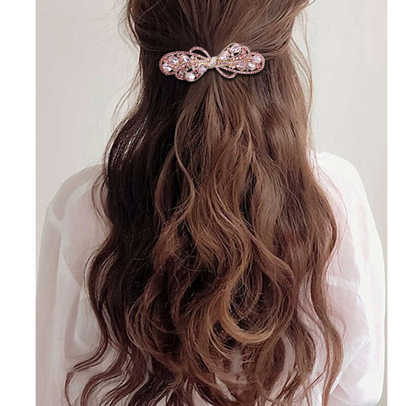 Veer op de achterkant van het hoofd, elegante en hoogwaardige Koreaanse strass-clip, half vastgebonden haarclip in moederstijl_voghion.com
