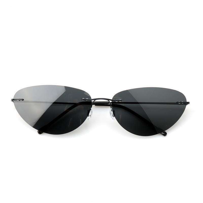Neue Mode rahmenlose Sonnenbrille Cat Eye Metall polarisiert High Definition Angeln Fahrer Spiegel_voghion.com