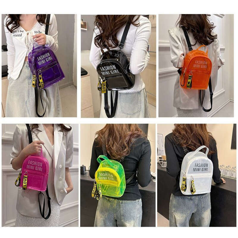Summer Transparent Backpack 2025 Korean Fashion Jelly Letter Handheld Casual Beach Women's Bag_voghion.com