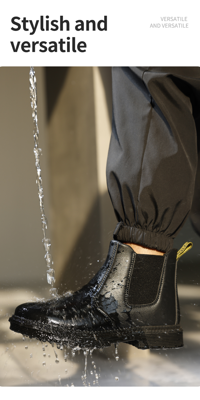 GUYISA Stivali di sicurezza Scarpe da lavoro a taglio medio Punta in acciaio Impermeabili Nero 5020 38-45_voghion.com