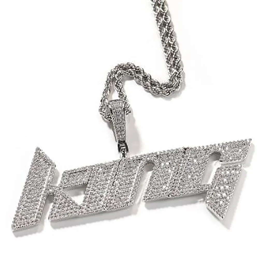 Custom Name Pendant Necklace For Men Women Iced Out Prong Setting Intitial Letter Diy Personalized Charms Trap Rapper_voghion.com